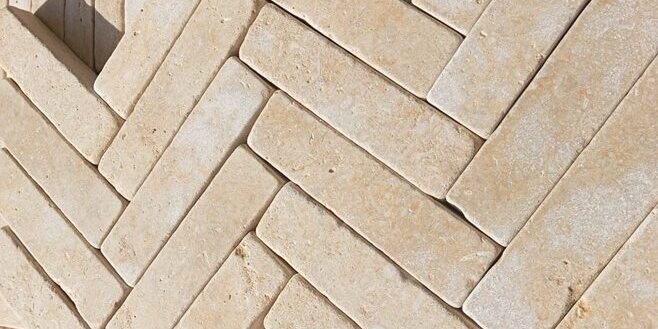 Limestone Herringbone Pattern Limestone Herringbone Pattern